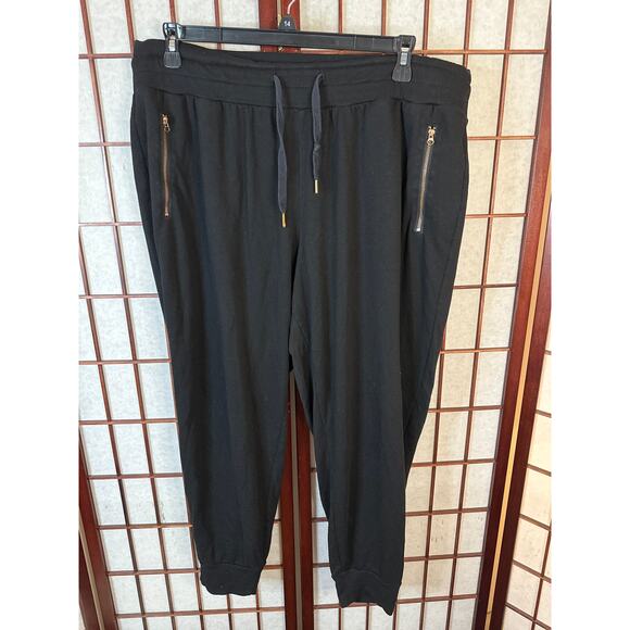 Plus size women's black joggers cute zipper pockets Please see measurements - Picture 1 of 7